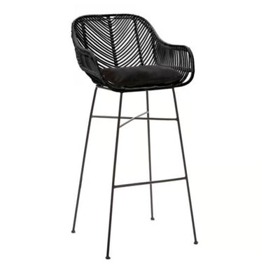 Lot de 2 tabourets de bar Drawer en rotin noir 76cm Nunuhai