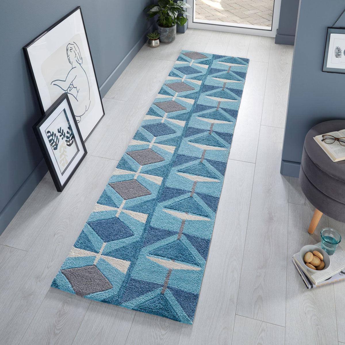 Tapis de couloir Kodiac bleu 60x230cm