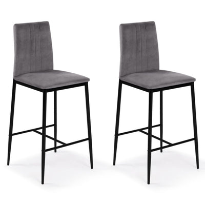 Lot de 2 tabourets Jade gris en velours