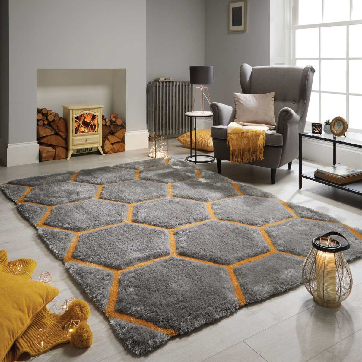 Tapis Shaggy nid d'abeille 120x170cm