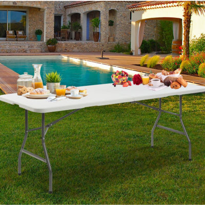 Table de jardin pliante 180cm blanche