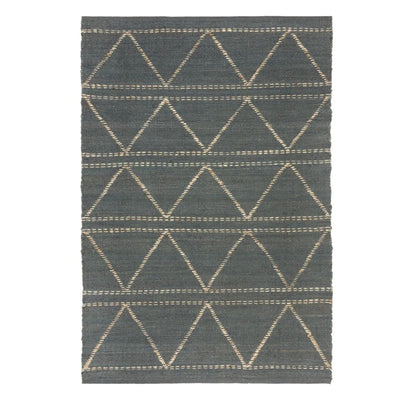 Tapis en jute Rhombi bleu denim