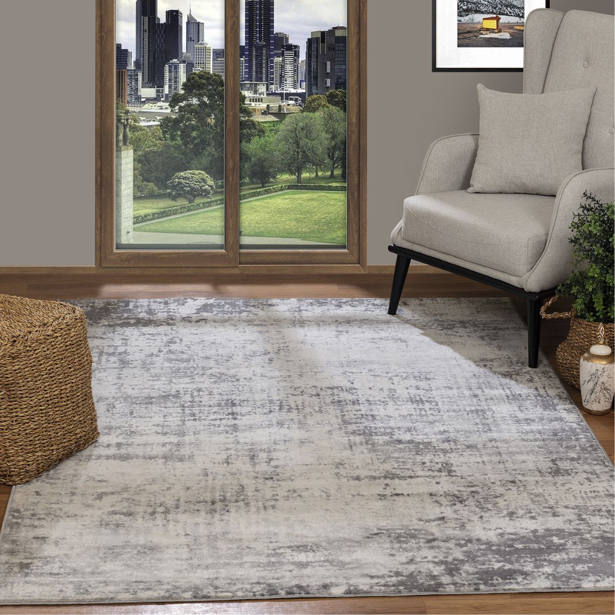 Tapis vintage Milena 120x170cm Blanc/Gris