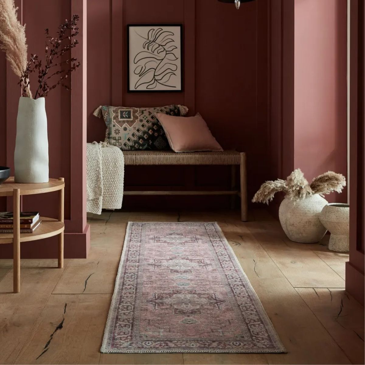 Tapis lavable de couloir Windsor 60x230cm Rose