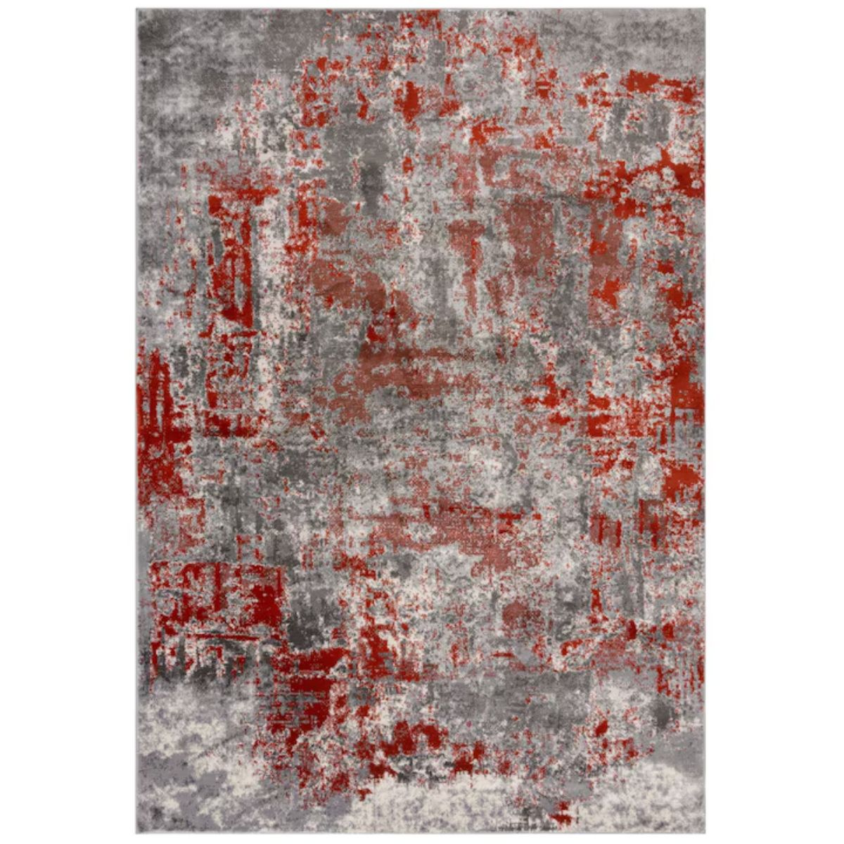 Tapis  vintage gris et rouge 160x230cm