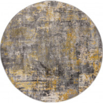 Tapis rond vintage Gris/Ocre 160x160cm