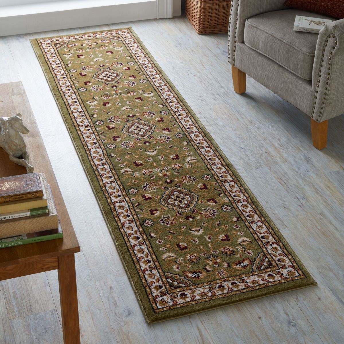 Tapis de couloir Royale vert 66x300cm