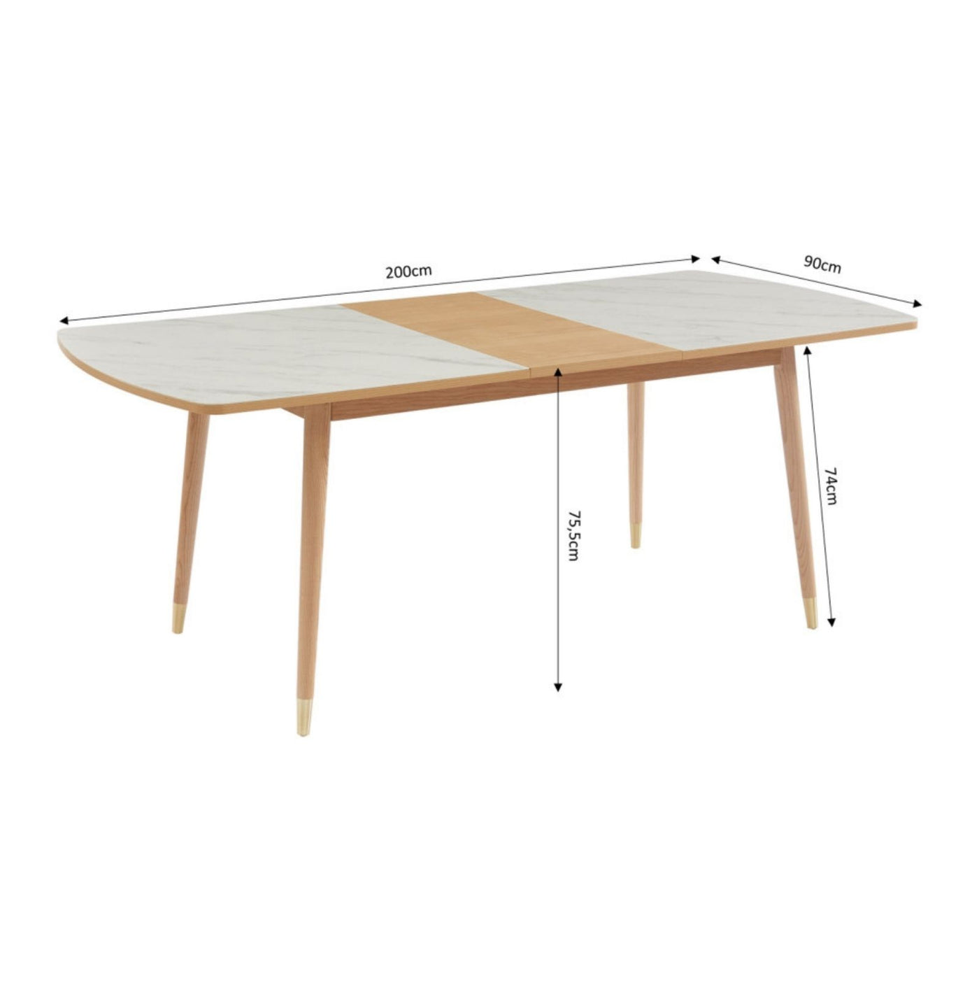 Table à manger extensible 6 à 8 personnes en bois et céramique 160-200x90cm Drawer - Léger défaut