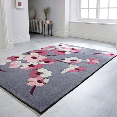 Tapis Blossom gris et rose 160x230cm