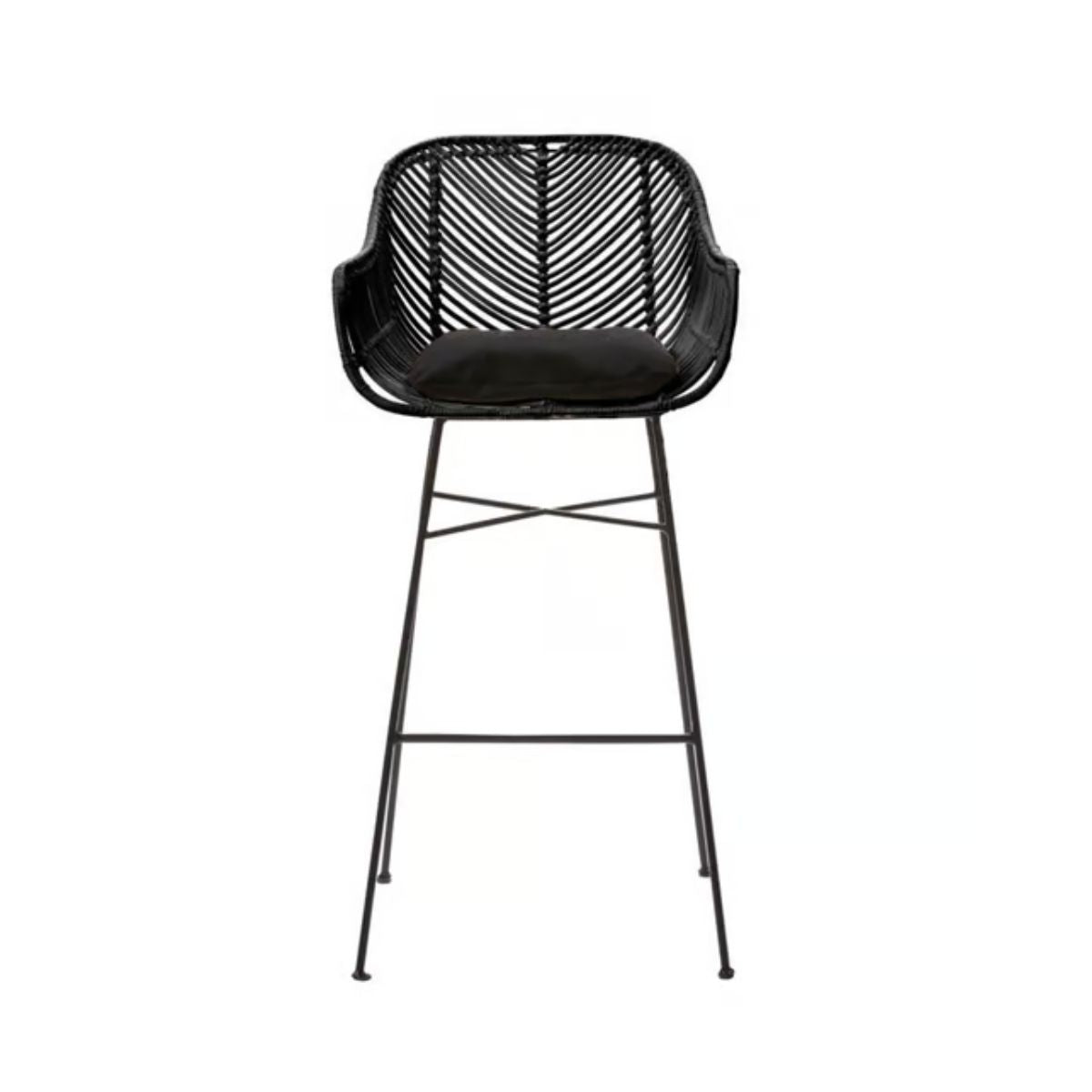 Lot de 2 tabourets de bar Drawer en rotin noir 76cm Nunuhai