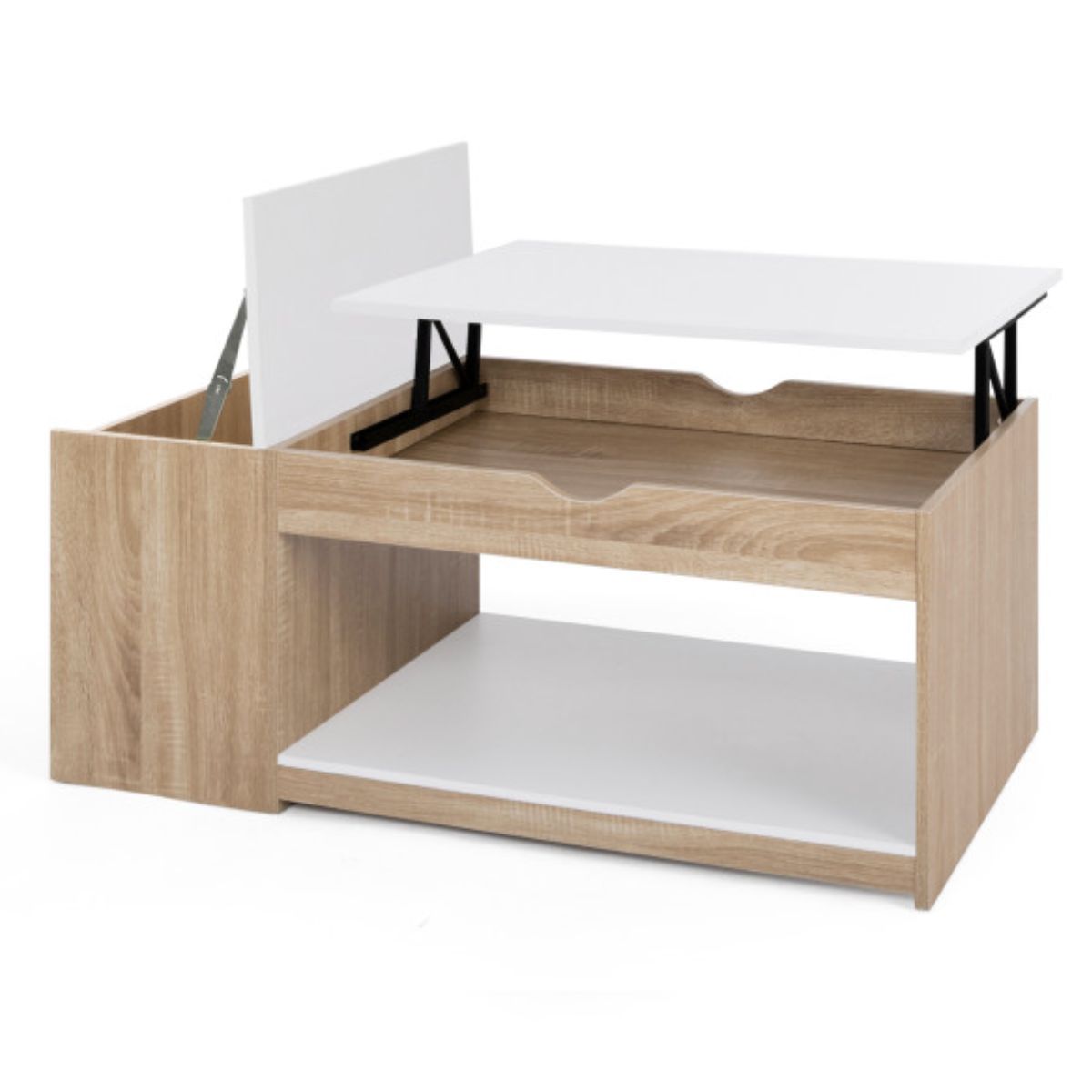 Table basse avec coffre Elina Bois/Blanc