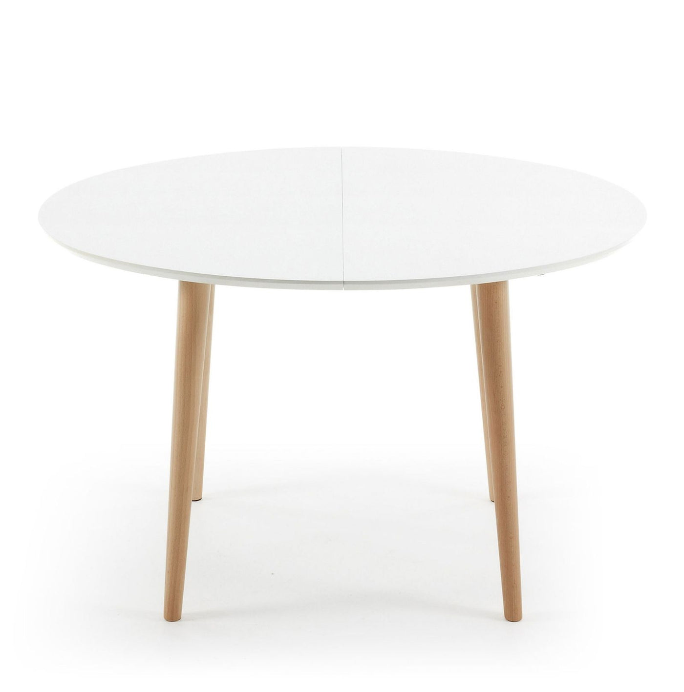 Table blanche ovale extensible en laqué pieds bois 120-200x90cm - Léger défaut