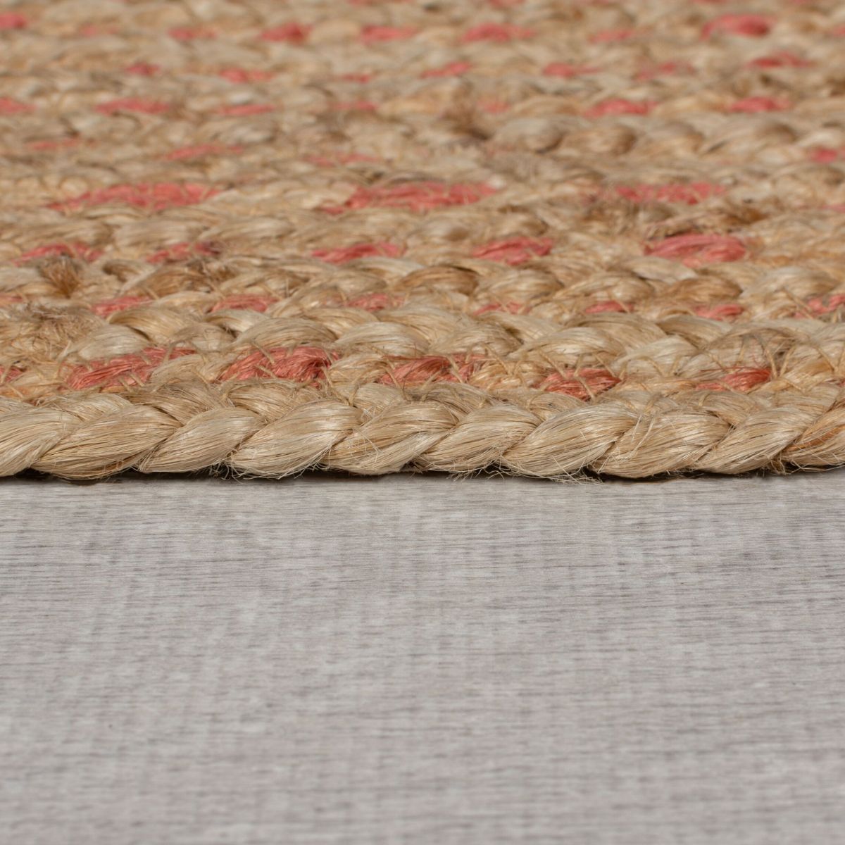 Tapis rond Capri Jute et corail 133x133cm