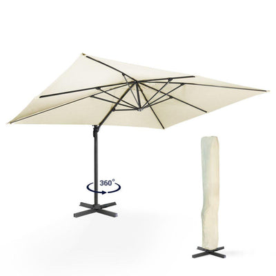 Parasol deporté 3x4m Sombra 360° rectangle crème