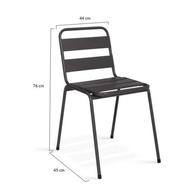 Lot de 6 chaises de jardin noires en acier