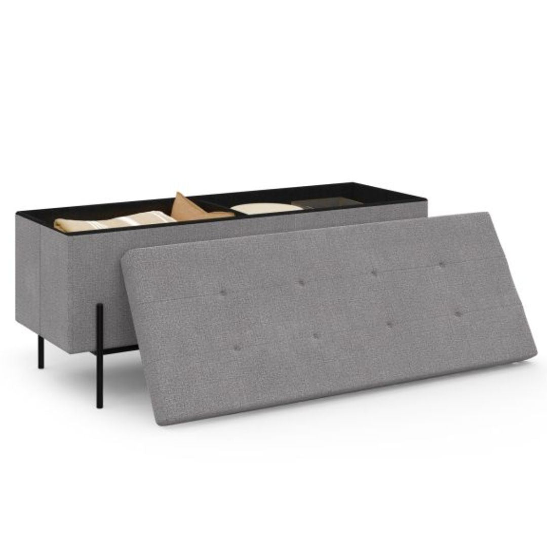 Banc coffre tissu gris 76cm