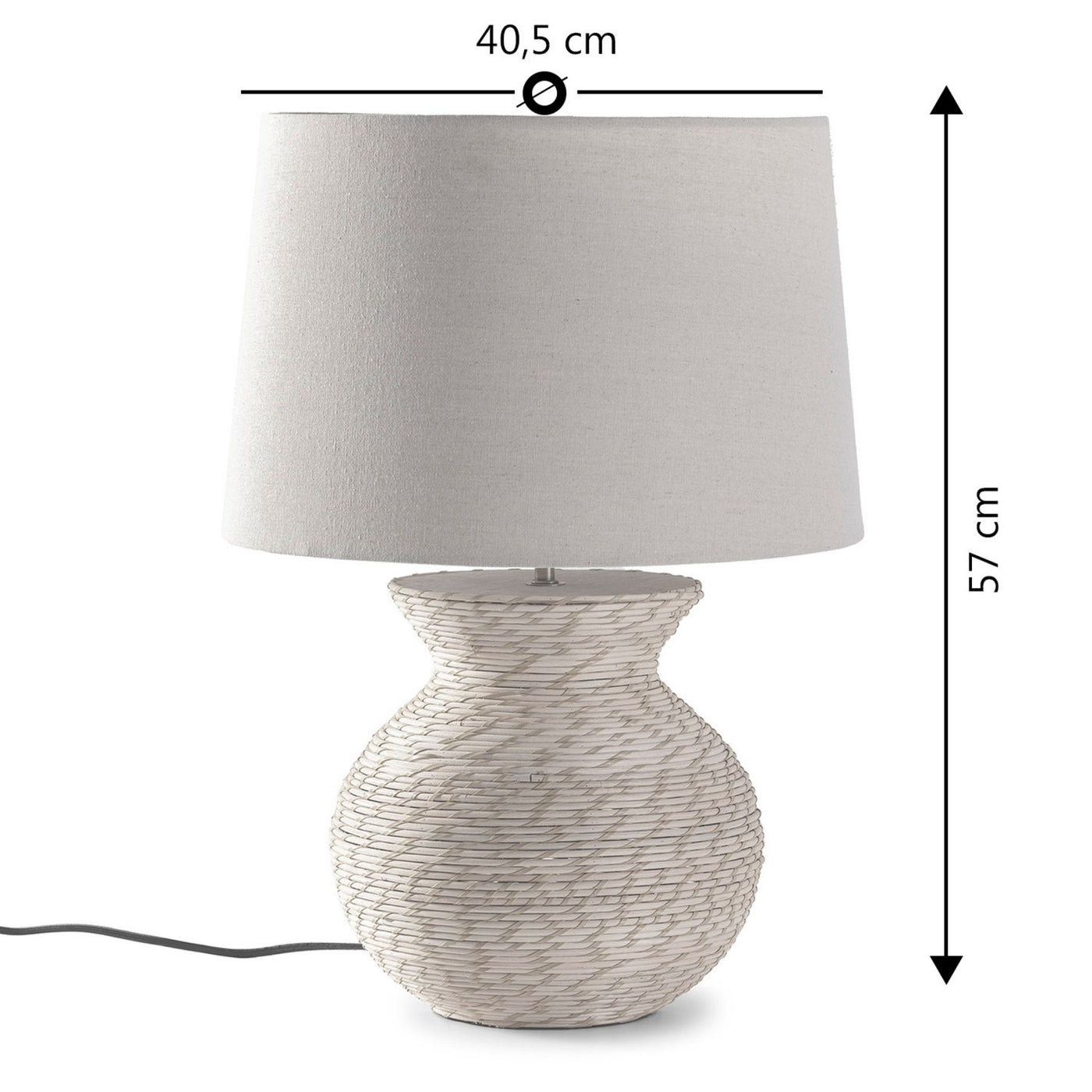 Lampe à poser Nori en rotin Naturel, diamètre 40,5 cm