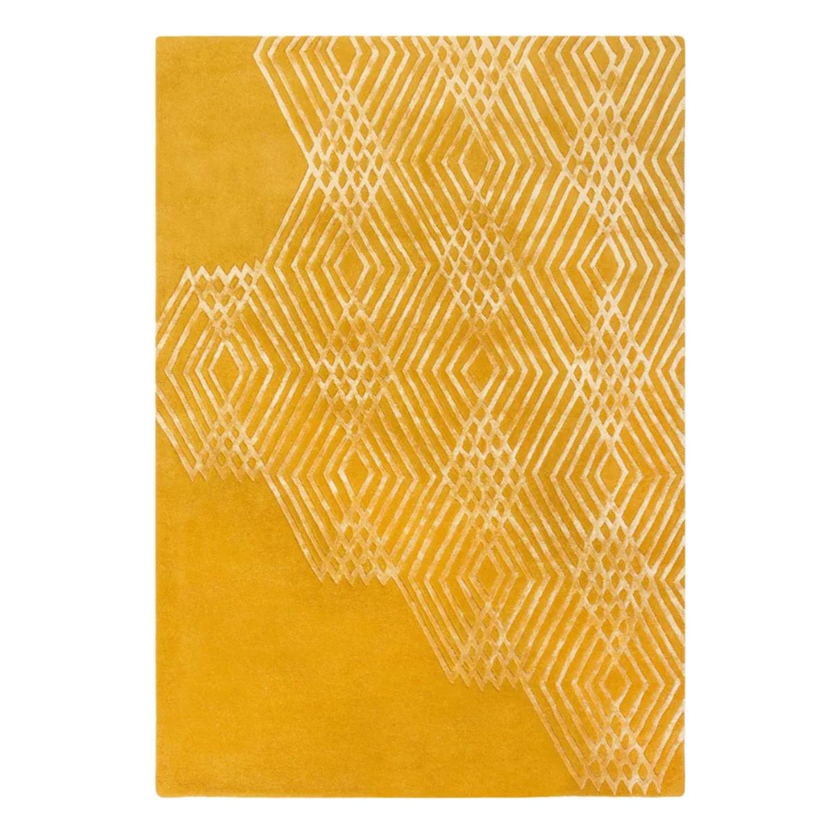 Tapis en laine Diamonds jaune 160x230cm