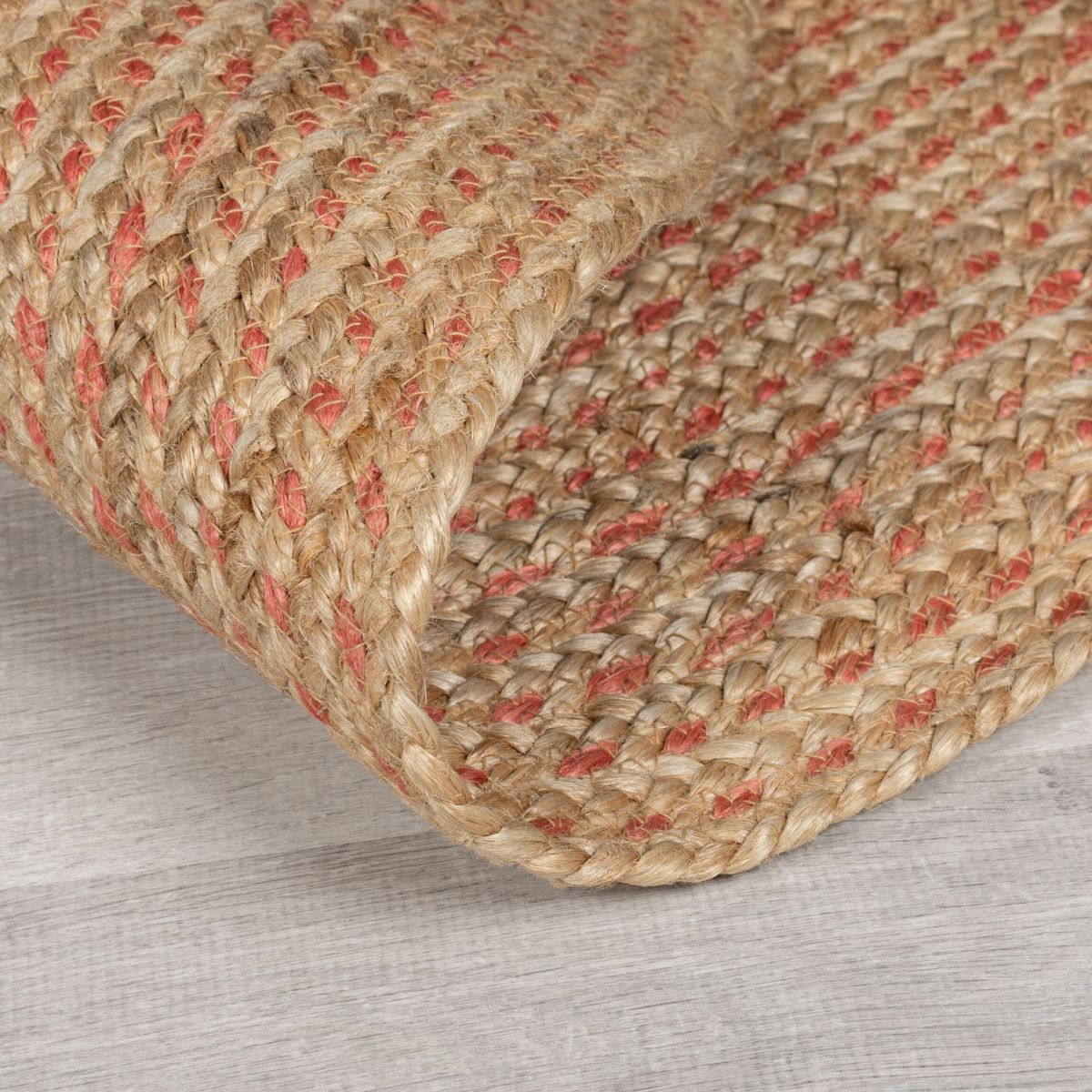 Tapis rond Capri Jute et corail 133x133cm