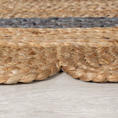 Tapis en jute rond Grace Naturel et gris