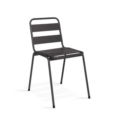 Lot de 6 chaises de jardin noires en acier