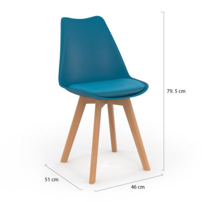 Lot de 4 chaises scandinaves Nordia bleu canard