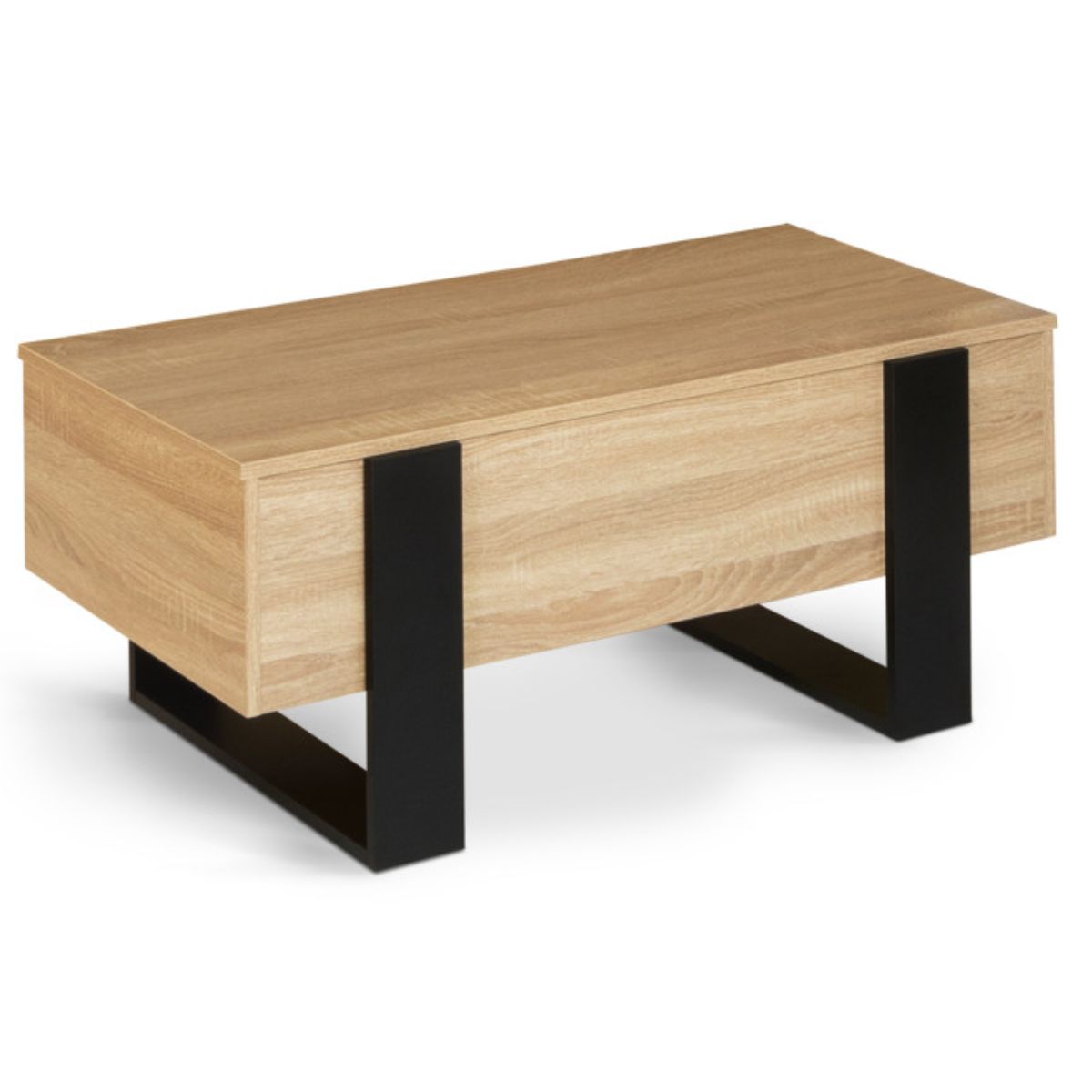 Table basse relevable industrielle bois/noir