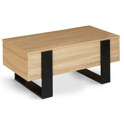 Table basse relevable industrielle bois/noir