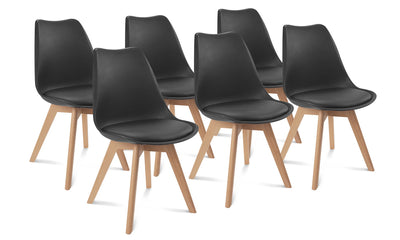 Lot de 6 chaises scandinaves Noires