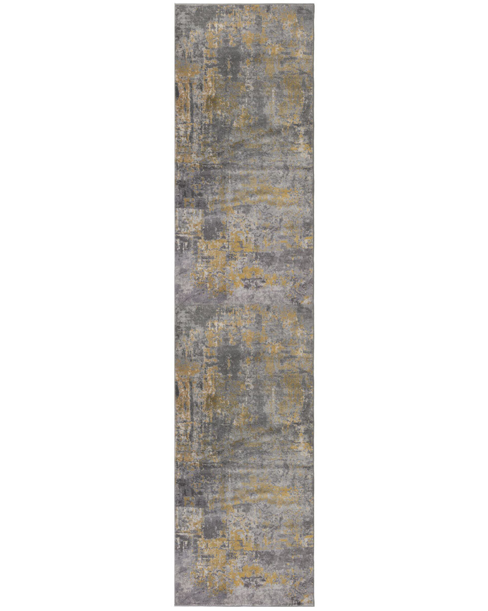 Tapis de couloir vintage Gris/Ocre 80x300cm