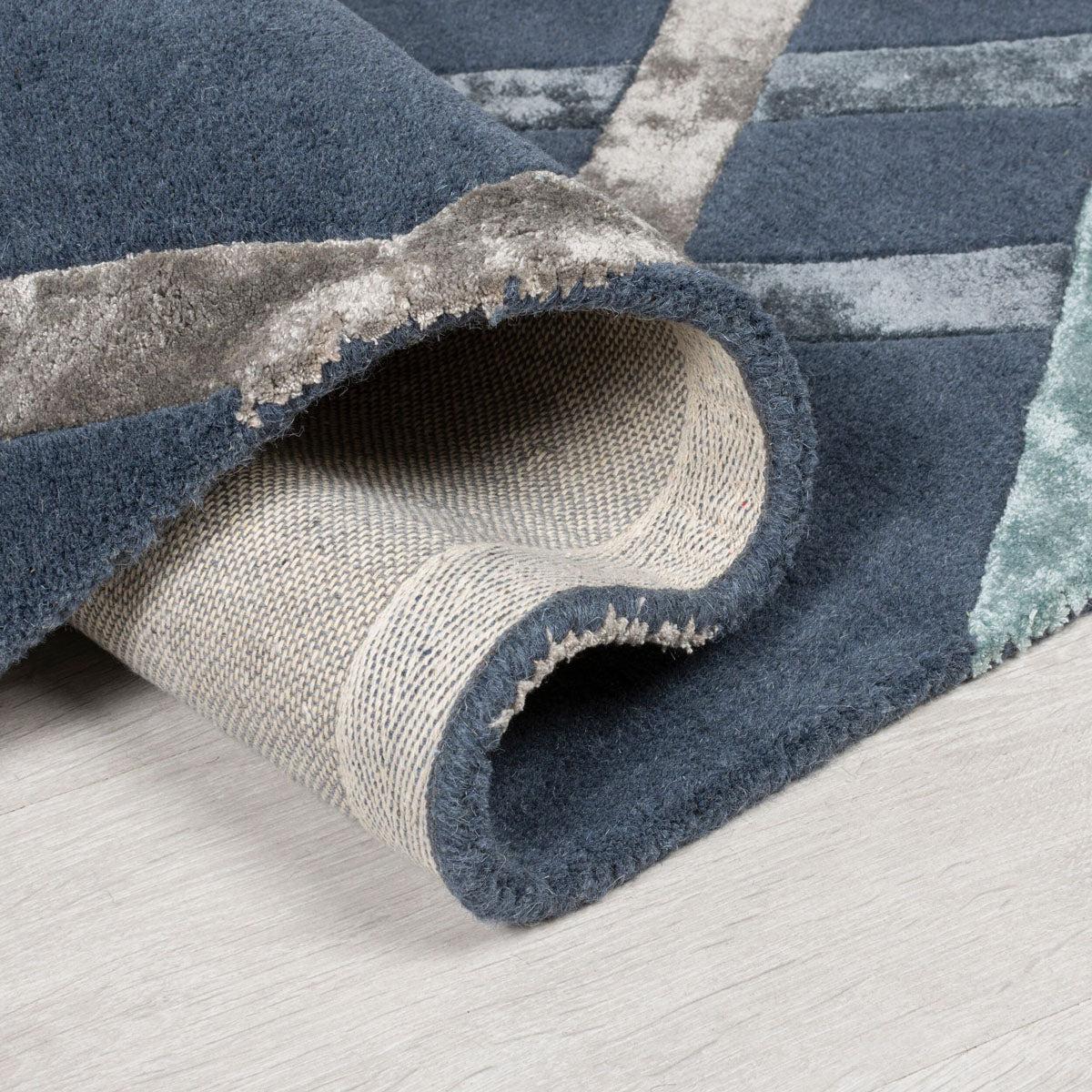 Tapis en laine Treillis Bleu