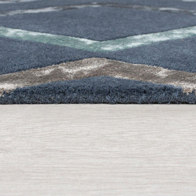 Tapis en laine Treillis Bleu