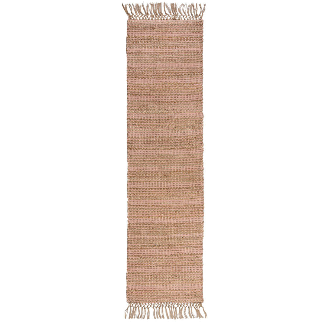 Tapis de couloir jute et rose 60x230cm