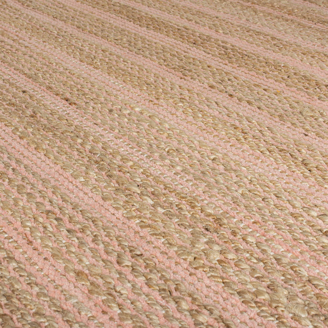 Tapis de couloir jute et rose 60x230cm