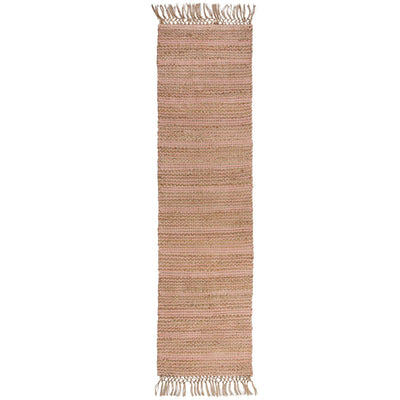 Tapis de couloir jute et rose 60x230cm