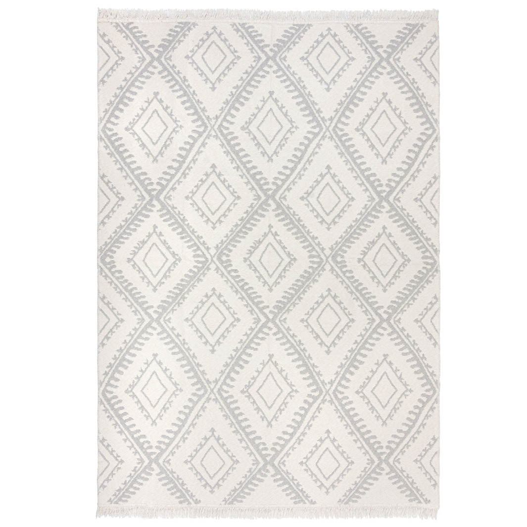 Tapis Alix en matières recyclées gris/blanc