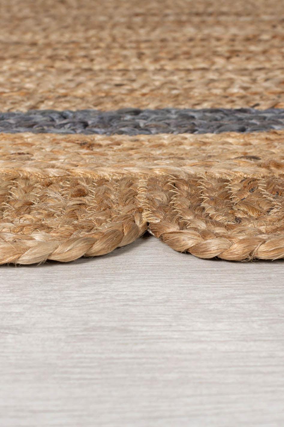 Tapis en jute Grace Naturel et gris 80x230cm