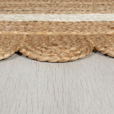 Tapis en jute Grace Naturel et Blanc