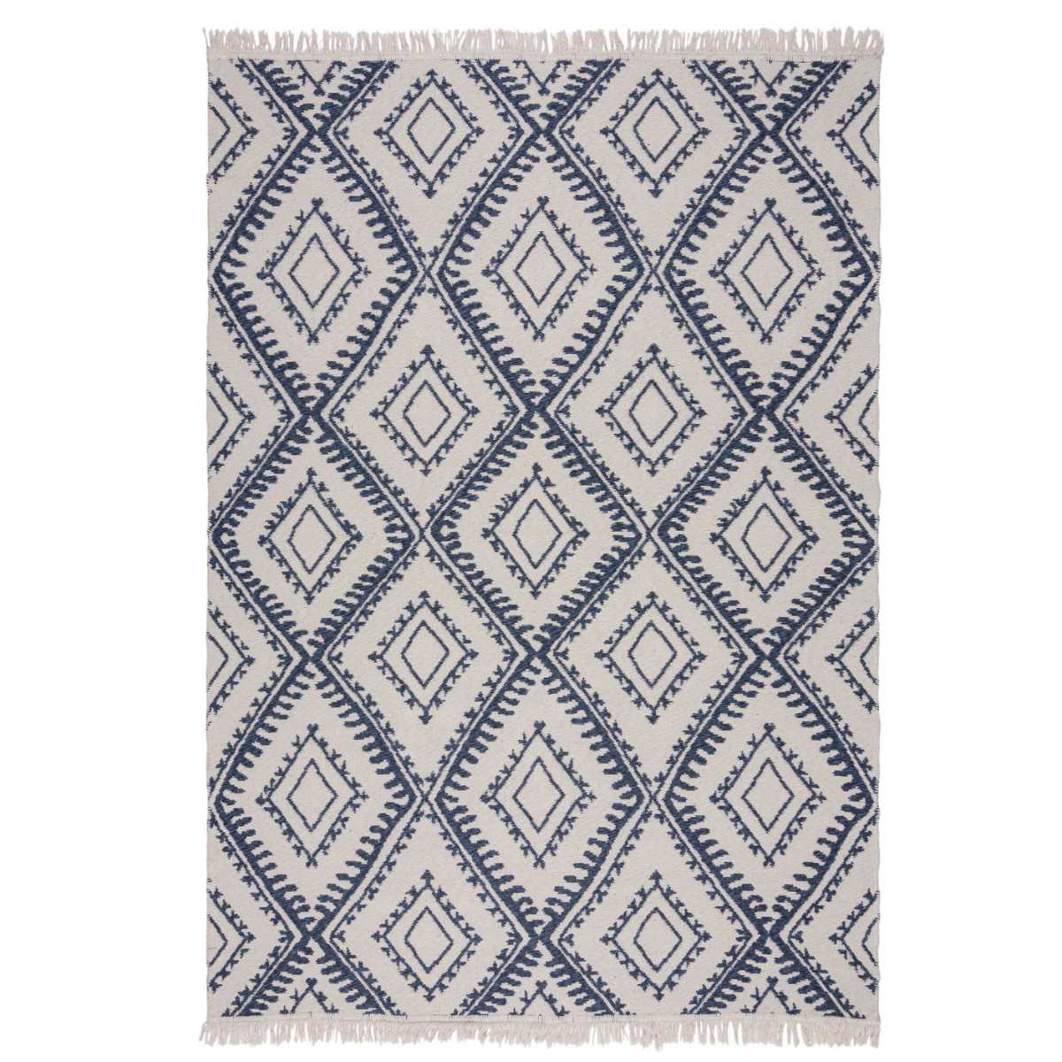 Tapis Alix bleu en matières recyclées