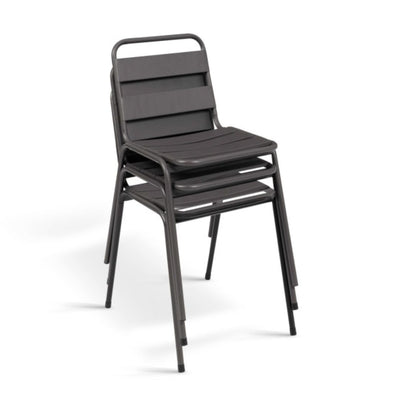 Lot de 6 chaises de jardin noires en acier