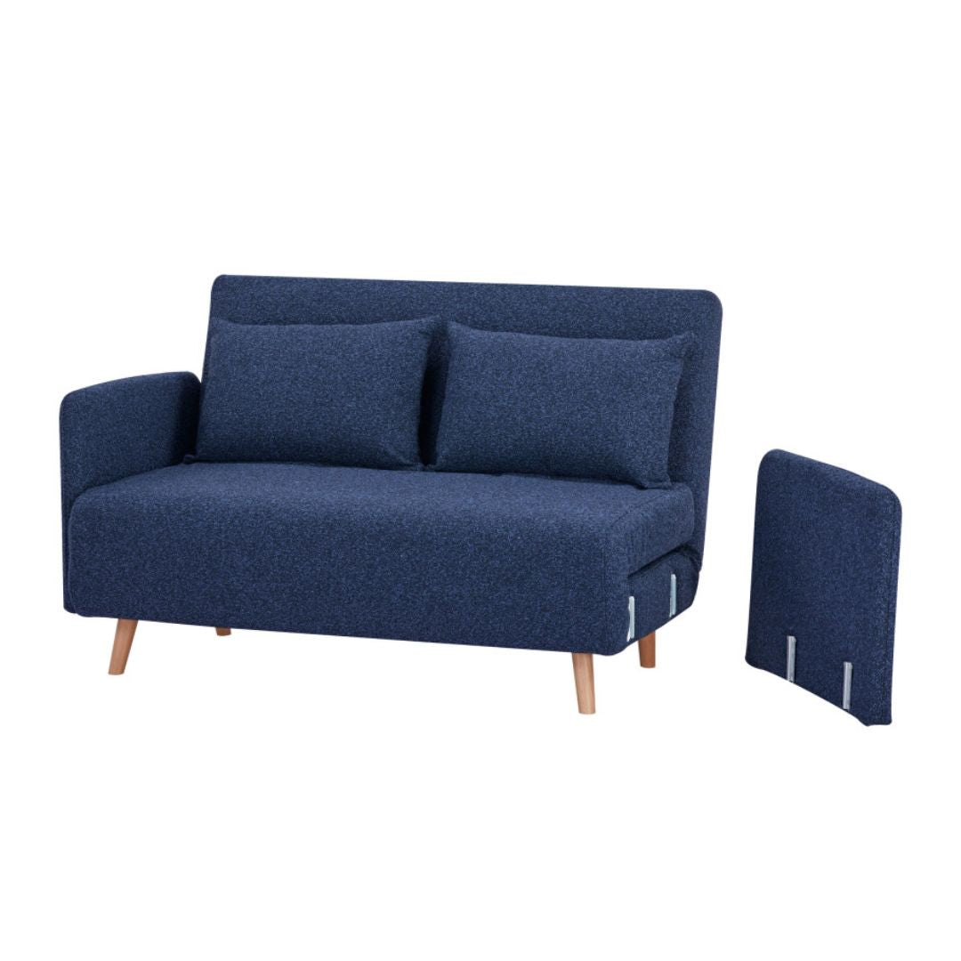 Canapé convertible 2 places BELUSHI en tissu bouclette Bleu L120cm