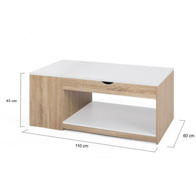 Table basse avec coffre Elina Bois/Blanc