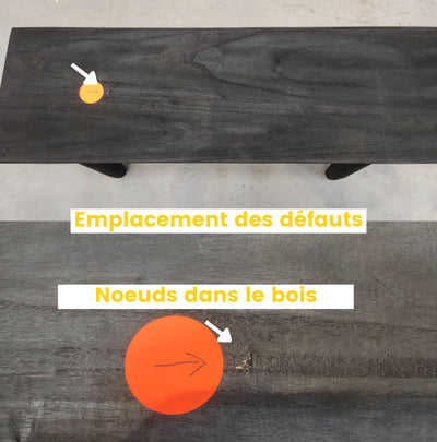 Banc en bois noir design- Léger défaut