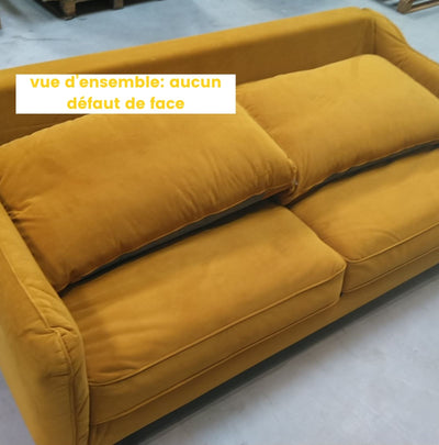 Canapé convertible express Drawer 3 places en velours Jaune moutarde - Léger défaut