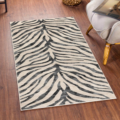 Tapis Zébré Bohème Gris Foncé/Beige Luanda