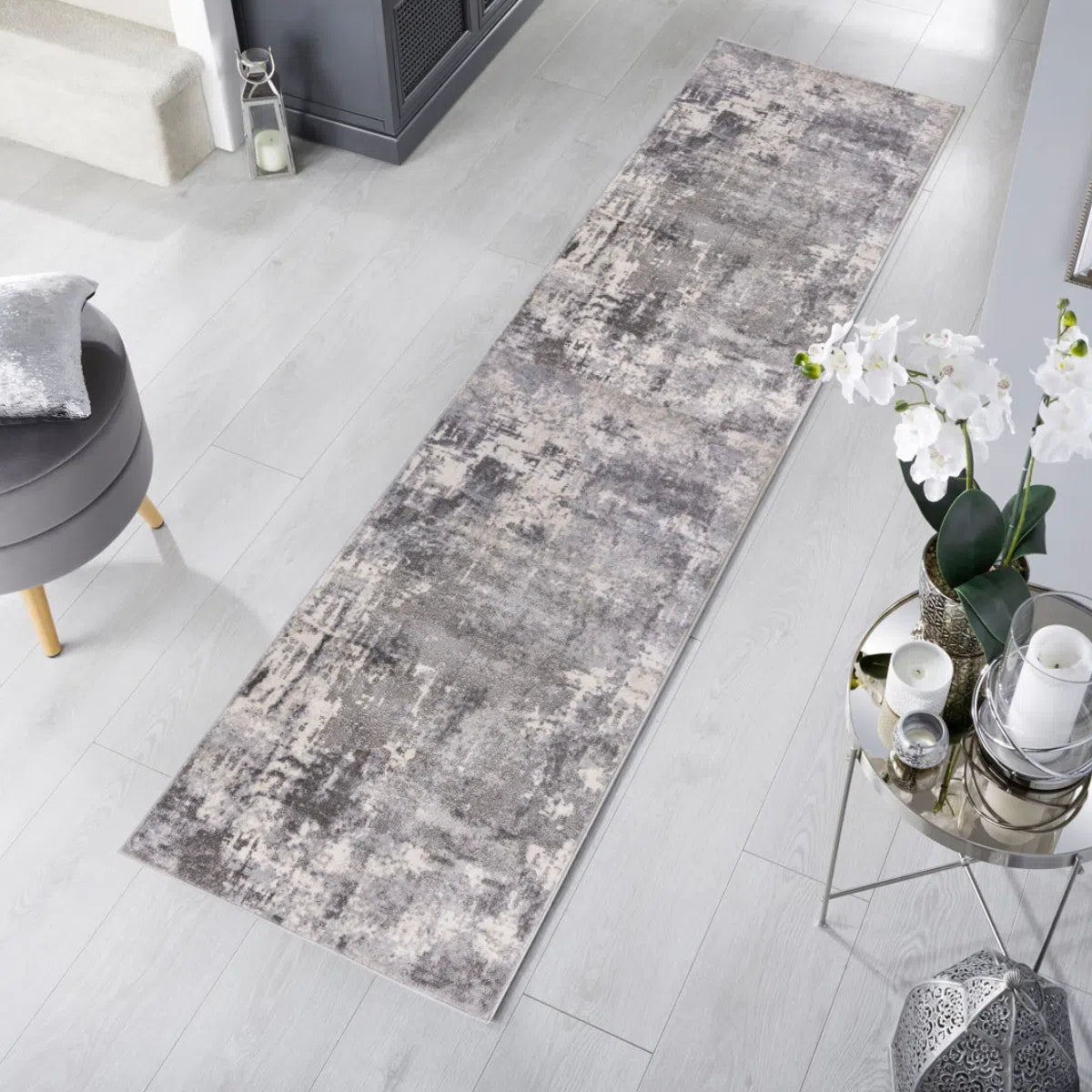 Tapis de couloir vintage Gris 80x300cm