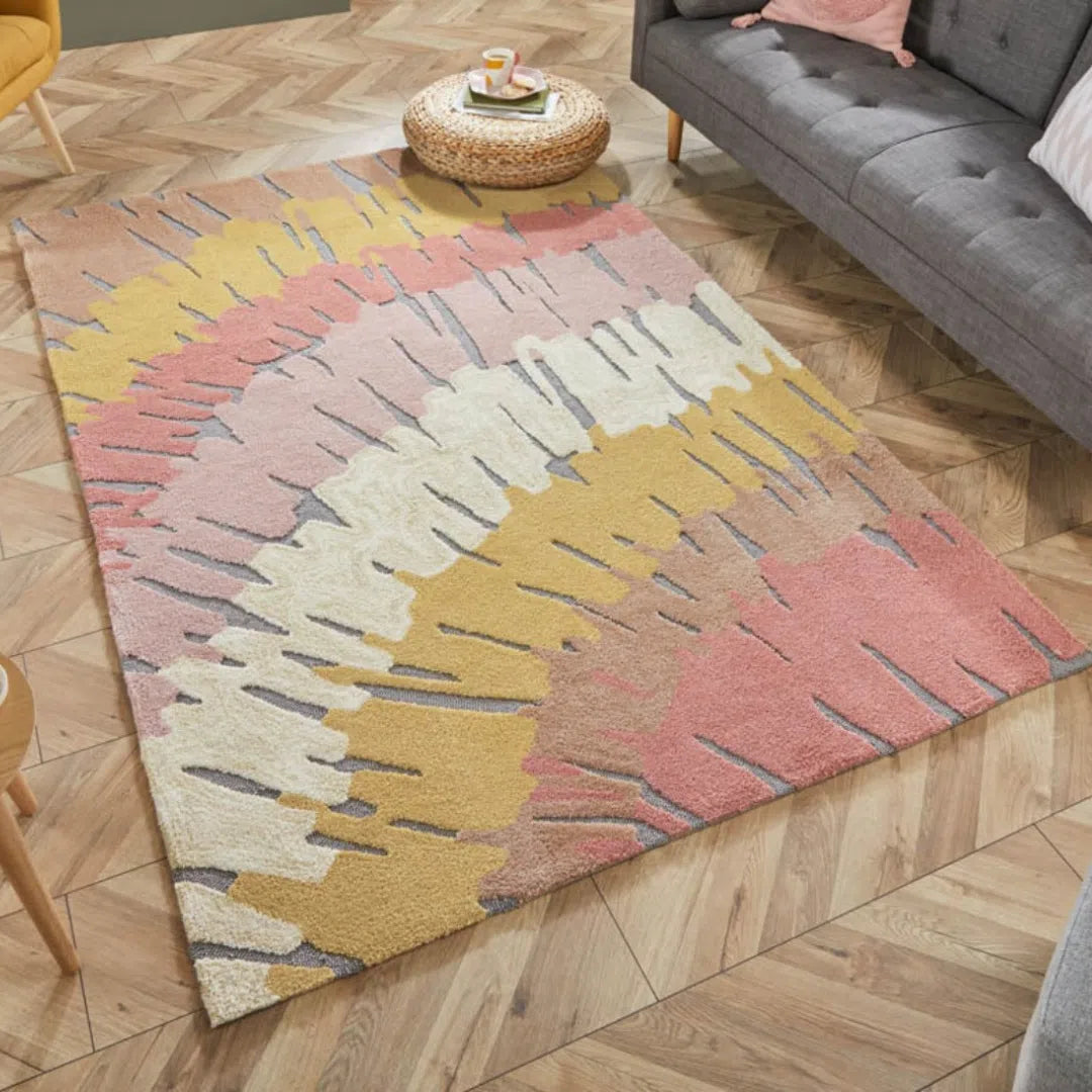 Tapis Woodgrain Crème et terracotta 160x230cm