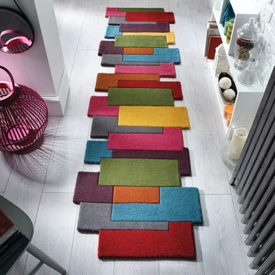 Tapis de couloir graphique multicolore 66x300cm