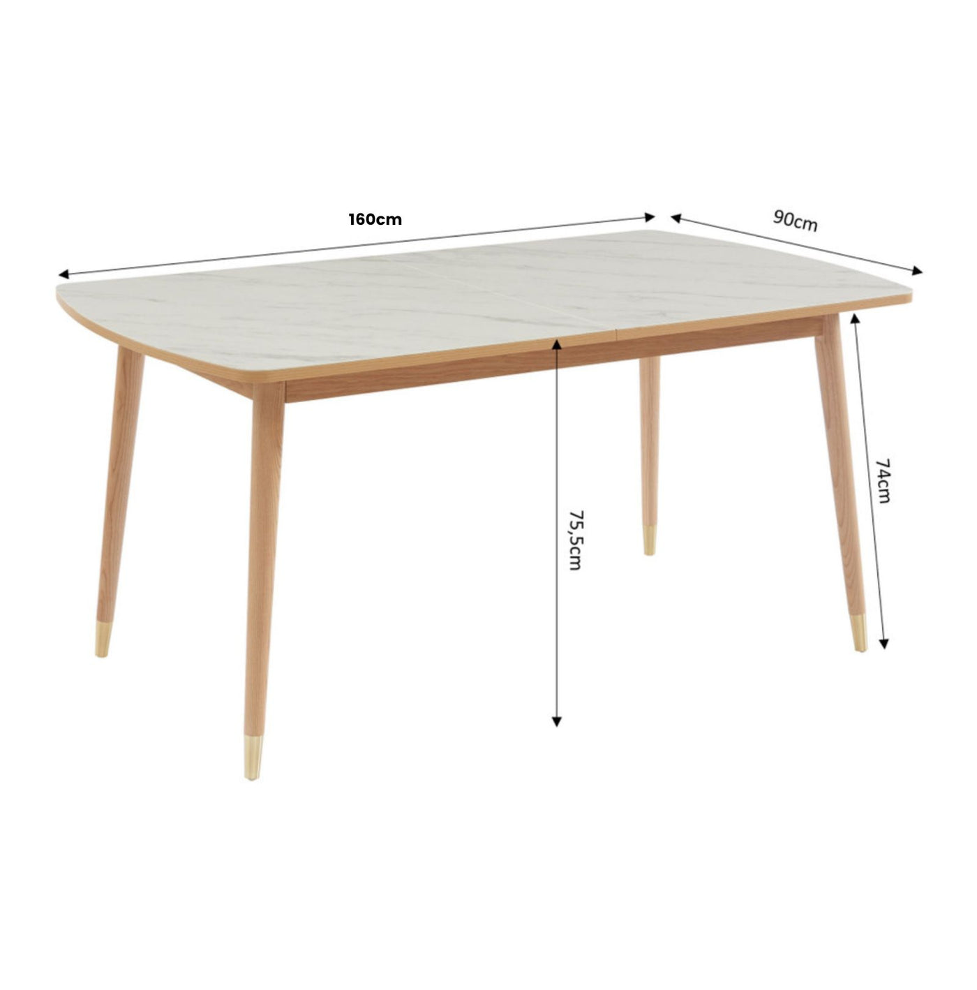 Table à manger extensible 6 à 8 personnes en bois et céramique 160-200x90cm Drawer - Léger défaut