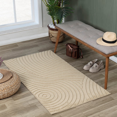 Tapis d'Intérieur/Extérieur Scandinave Moderne Beige Kaysa